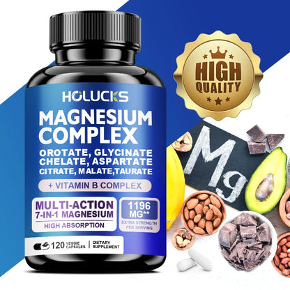 Magnesium Complex Supplements-Memory,Bone & Promotes Brain Health, Sleep Support,Muscle Relaxation,Stress & Anxiety Relief
