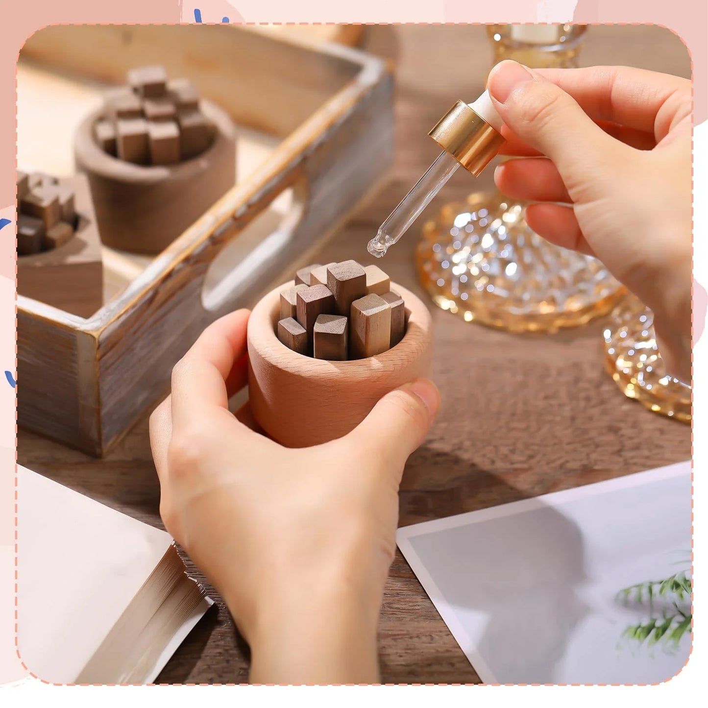 Essential Oil Diffuser With Diffuser Rods Smokeless Fragrance Wooden Fireless Aromatherapy For Home Decor Office Car Craft