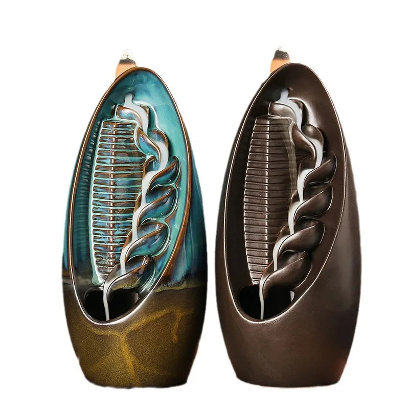 Ceramic Incense Burner Smoky Waterfall Aromatherapy Diffusers Ornament Reflux Incense Burner Alpine Flowing Water Burner Crafts