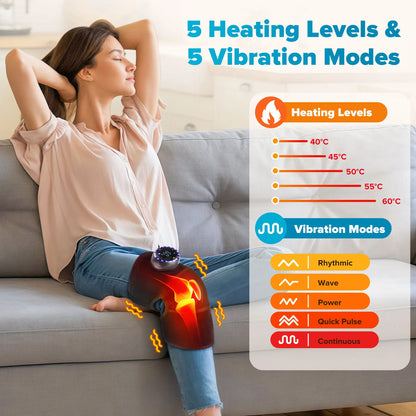Electric Heating Knee Wrap with 5 Modes Muscle Relaxation Hot Compress Joint Protection Vibration Device for Leg Massage