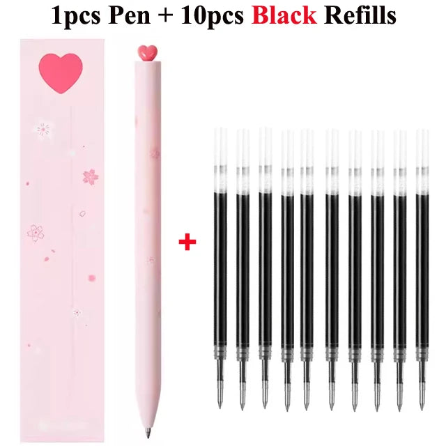 KACO Cute Pink SAKURA Gel Ink Pen Set,0.5mm Smooth Writing Sinature Pens Girls Box Gift for School Office Journaling