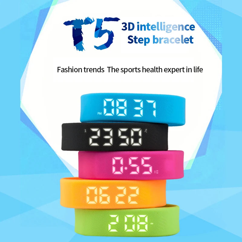 T5 Smart Multifunctional Wristband Fitness Bracelet IP65 Waterproof Sports LED Activity Sleep Tracker Smart Watch Pedometer