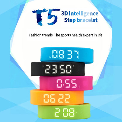 T5 Smart Multifunctional Wristband Fitness Bracelet IP65 Waterproof Sports LED Activity Sleep Tracker Smart Watch Pedometer