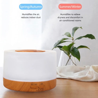 700ml Large Capacity Wood Grain Aromatherapy Humidifier Intelligent  Fog Aromatherapy Diffuser Colorful Night Light Air Purifie
