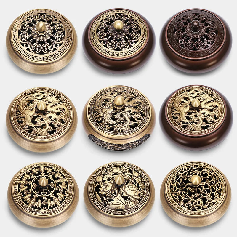 Incense Furnace Pure Copper Household Indoor Sandalwood Antique Pan Incense Furnace Soothes The God Incense Furnace