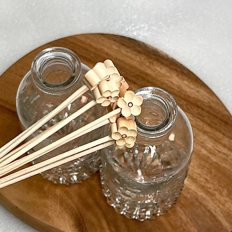 Flowers Rattan diffuser sticks Set, 6pcs/10pcs No-Flame Aromatherapy Natural Sticks with Small Flowers, Home Fragrance Decor