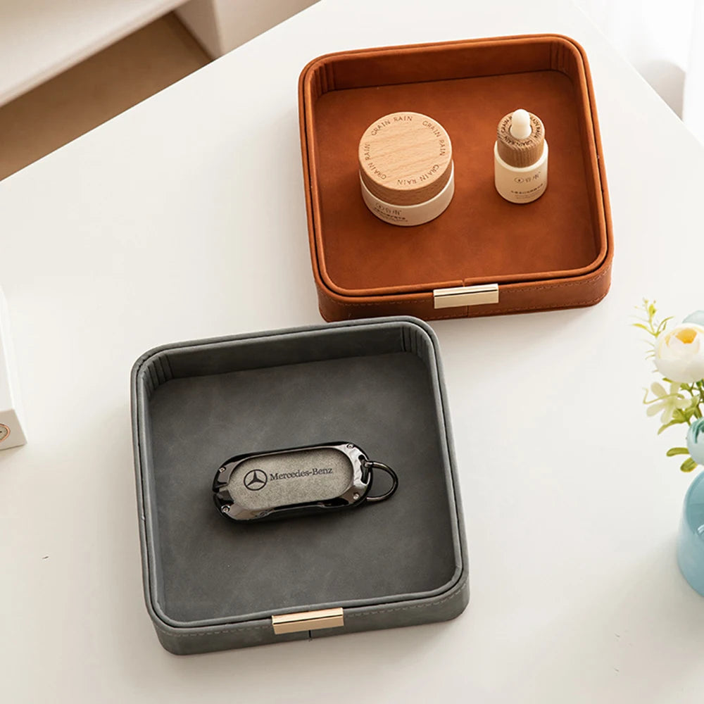 Entry Door Porch Key Storage Box Desktop Clutter Storage Case Leather Tray Jewelry Aromatherapy Plate Living Room Accessories