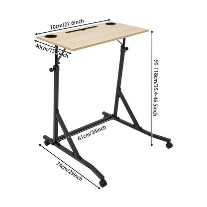 Black/Log Adjustable Bike Trainer Fitness Desk Z Shape Mobile Stand up Desk with Wheel Fitness Standing Computer Table