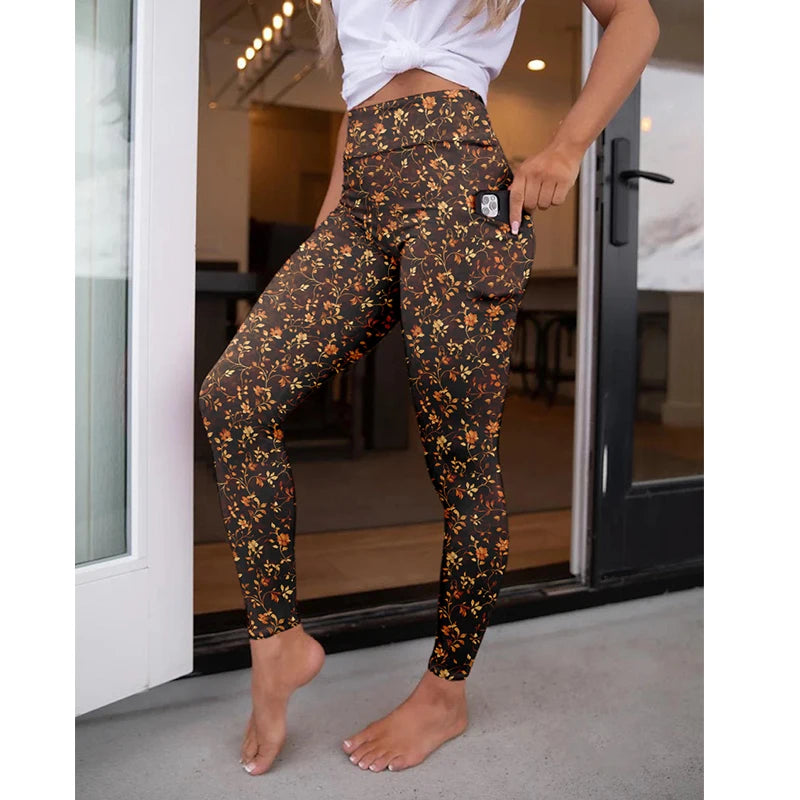 LETSFIND New Arrival Women Pockert Elastic Pants Fashion High Waist 3D Digital Printing Stretch Fitness Sexy Girls Leggings
