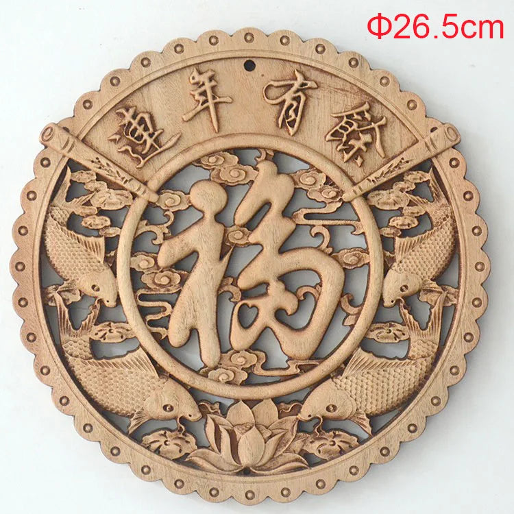 1PC Traditional Chinese Woodcarving Wall Hanging Camphor Wood 3d Exquisite Dragon Phoenix Flower Carving Craft Home Decoration