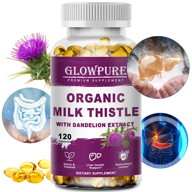 Organic Milk Thistle 9000mg 30X Concentrated Seed Extract, 80% Silymarin, Liver Support Cleanse Detox, Fatty Liver Supplements
