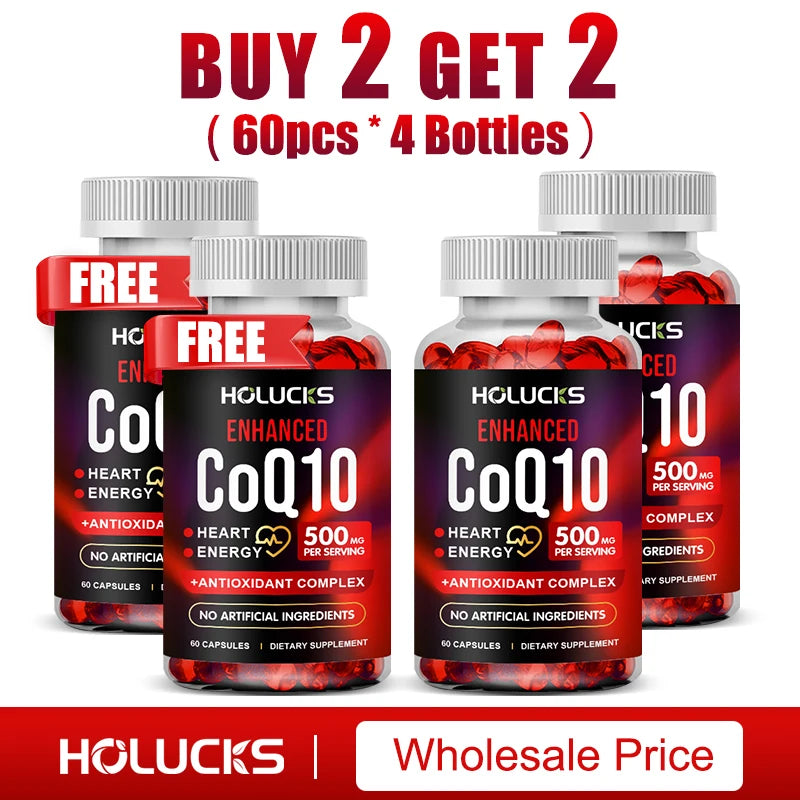Coenzyme Q10 Supplement, for Heart & Cardiovascular Health, Blood Pressure Balance, Support Energy Brain Function