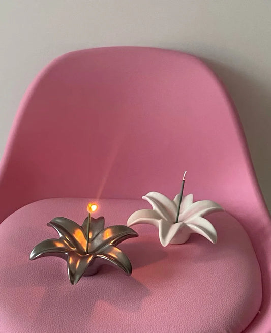 Cute Lily Ceramic Fragrance Insert Seat Line Incense Burner Vertical Incense Insertion Seat  Decoration Aromatherapy Storage