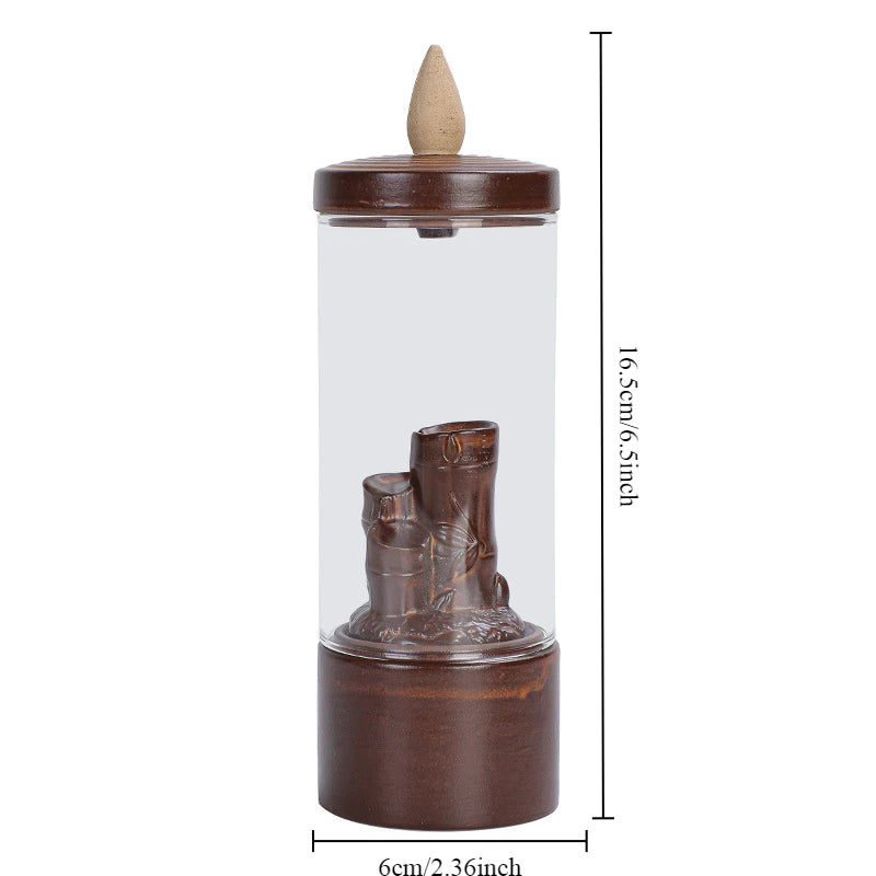 Creative Glass Cover Reverse Flow Incense Burner Ornamental Incense Path Zen Ornament