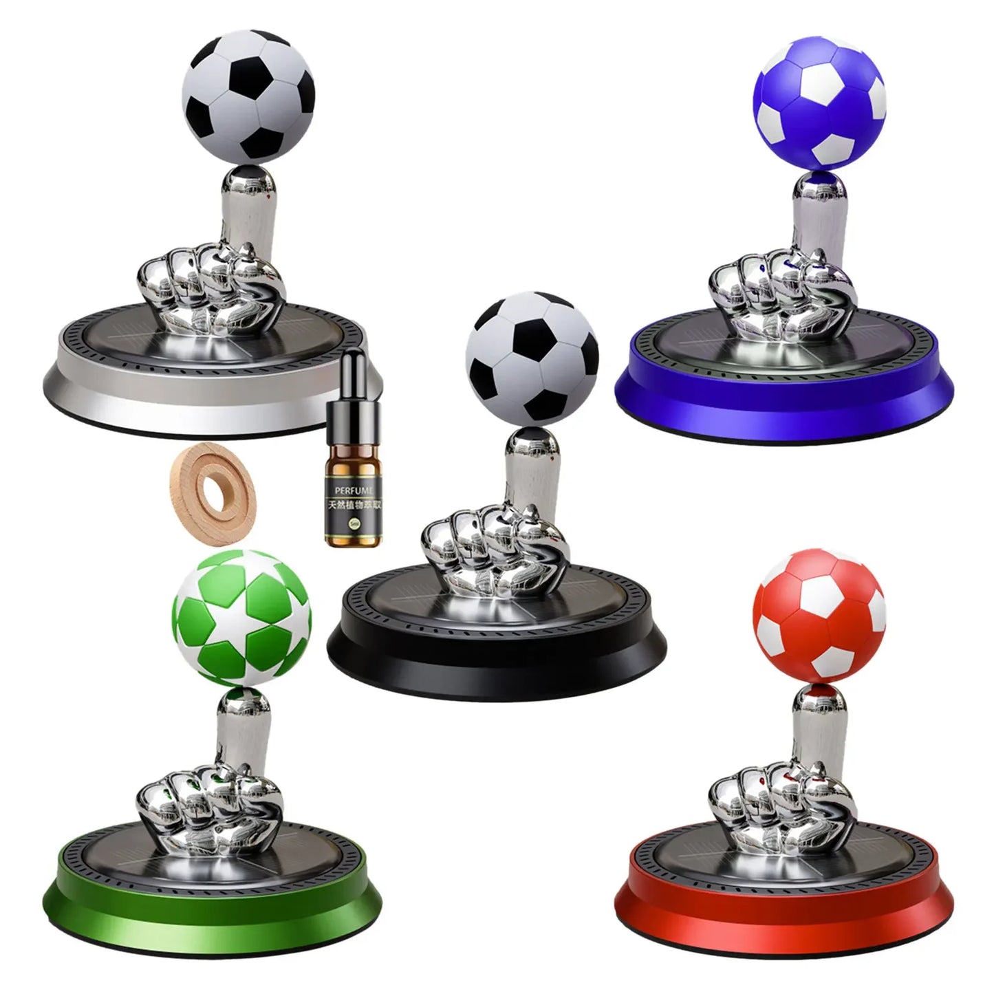 Solar Car Fragrance Finger Football Car Air Freshener Automatic Rotating Floating Ball Auto Interior Home Aromatherapy Diffuser