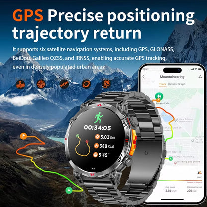 2026 Outdoor GPS Sports Smart Watch Men Built in GPS Compass 5ATM Waterproof Bluetooth Call HD AMOLED Screen Fitness Smartwatch