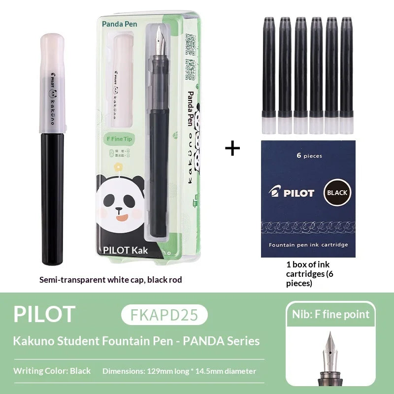 Pilot Japan Kakuno Fountain Pen Limited Cute Panda Nib Cap Smiley Face Pens Gift for Students Journaling Ins Healing Aesthetic