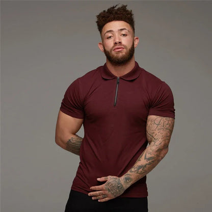 Brand Cotton Casual New Mens Short Sleeve Polo Shirts Fitness Fashion Polo Shirt Clothing Bodybuilding Trend Sport Polo Shirts