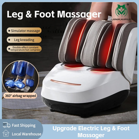 JinKaiRui Electric Foot Massager Roller Shiatsu Kneading Leg Calf Massage Air Pressure Full Wrapped Hot Compress Relaxation Gift