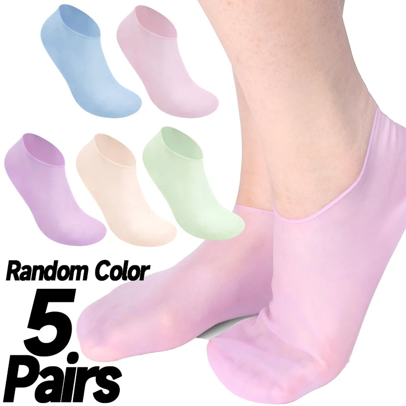 1/5/10Pairs Silicone Moisturizing Foot Socks Spa Tools Reusable Gel Stocking Protective Cover Anti Cracking Dead Skin Foot Care