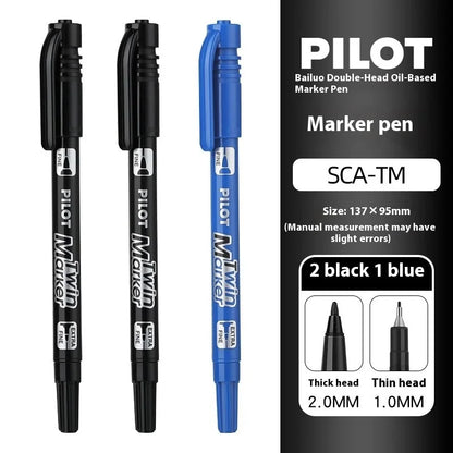 Pilot SCA-TM Dual-Tip Marker,Water-Based Vibrant Quick-Drying Twin-Tip Permanent Ink Pens for Journaling,Scrapbooking&DIY Crafts