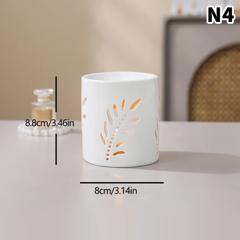 White Ceramic Hollow Incense Burner Candle Essential Oil Aromatherapy Diffuser Middle East Home Decor Ornament