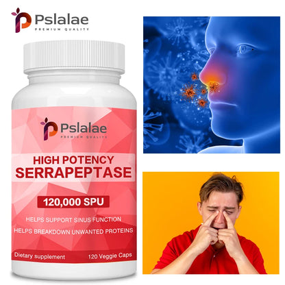 High Potency Serratiopeptidase Capsules - Supports Sinus Health and Airway Function and Improves Immunity Supplement