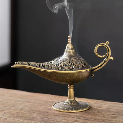 Arabic Incense Burner Antique Style Lamp Metal Incense Burner Scented Unscented Candle Holder Home Decor Gift