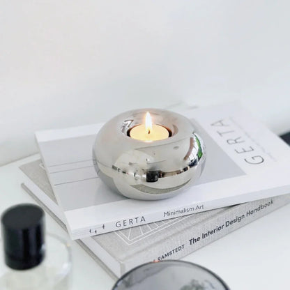 Ceramics Candle Holder Circular Silvery Candlestick Home Desktop Modern Simplicity Decor DIY Office Supplies Aromatherapy Gifts