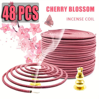 Sakura-Flavored High-Quality Classic Spiral Incense, 6.3cm Diameter Pure Handmade Incense, Traditional Craftsmanship, Natural and Rich Fragrance, Long-Lasting Scent, Portable Packaging, Convenient for Carrying, Suitable for H