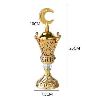 Middle Eastern Golden Charcoal Incense Burner Iron Art Arab Living Room Decoration Crafts Incense Insertion Candlestick