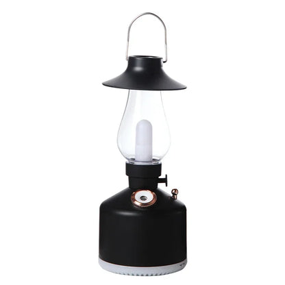 Wireless Air Humidifier Camping Lamp Aromatherapy Diffuser with LED Light USB Chargeable Retro Kerosene Lamp Mist Maker for Home