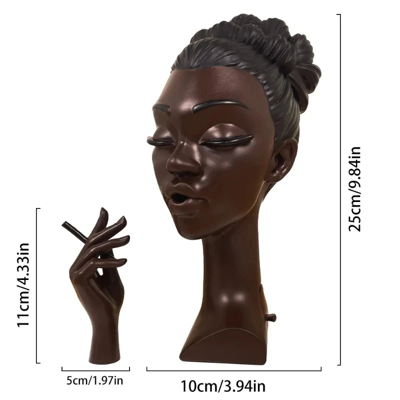 Head Incense Burner Holder Black Woman Smoking Resin Sandalwood Censer Incense Craft Desk Home Decoration ornament