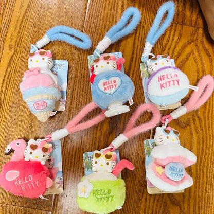 New Hello Kitty Summer Series Blind Box Sanrio Plush Aromatherapy Custom Mystery Surprise Boxes Pendant Doll Toy Gift Keychain