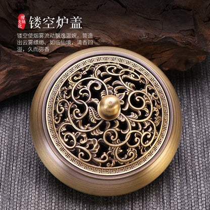 Incense Furnace Pure Copper Household Indoor Sandalwood Antique Pan Incense Furnace Soothes The God Incense Furnace