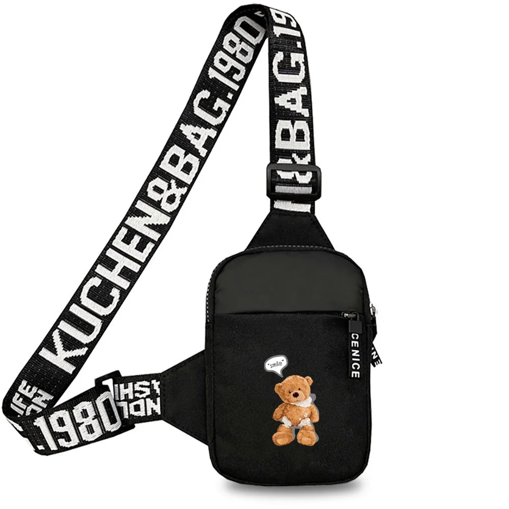 Chest Pack Fitness Yoga Outdoor Mini  Men Sports Running Bear Printing Series Fashion Chest Bag for Women for Men