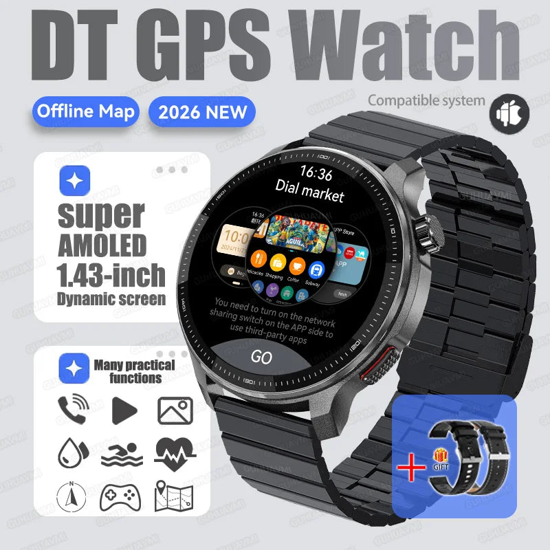 New Outdoor Adventure Tactical Smart Watch Built-in GPS Offline Map 4GB RAM Compass Altimeter Men Fitness Exercise Smart Bracele