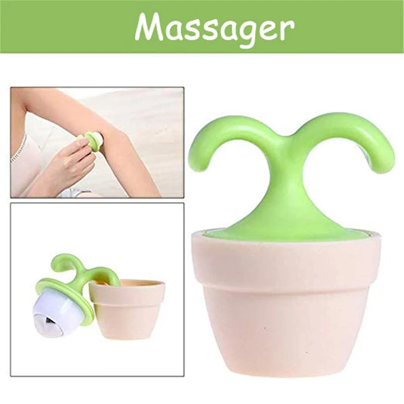2/1pcs Handheld Body Massager Mini Potted Plant Shaped Roller Ball Bead Relaxation Massage Cooling for Neck Foot Skin Care Tool