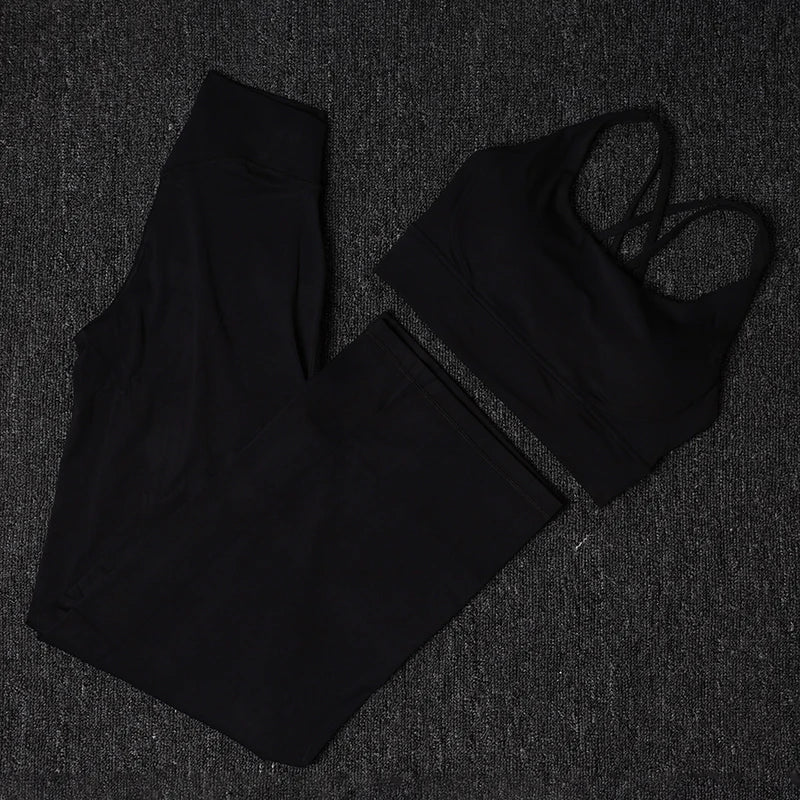 TRY TO BN Women's Tracksuit Gym Set Leggings Sports Bra Fitness Naked Sportwear Breathable Workout Two Pieces Suit Yoga Clothing