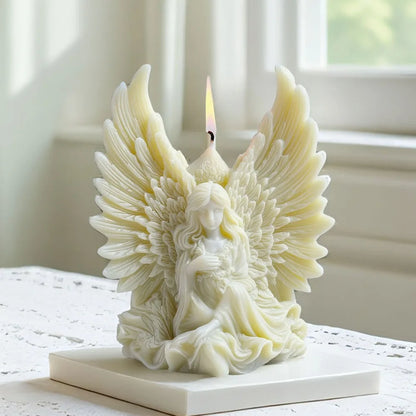 Winged Angel Soywax Candle Silicone Mold 3D Flower Fairy Painting Gypsum Resin Mold DIY Beauty Sculpture Aromatherapy Home Decor