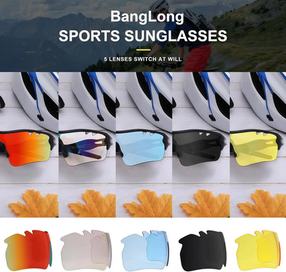 Polarized Sports Sunglasses Cycling Sun Glasses for Men Women with 5 Interchangeable Lenes for Running Driving