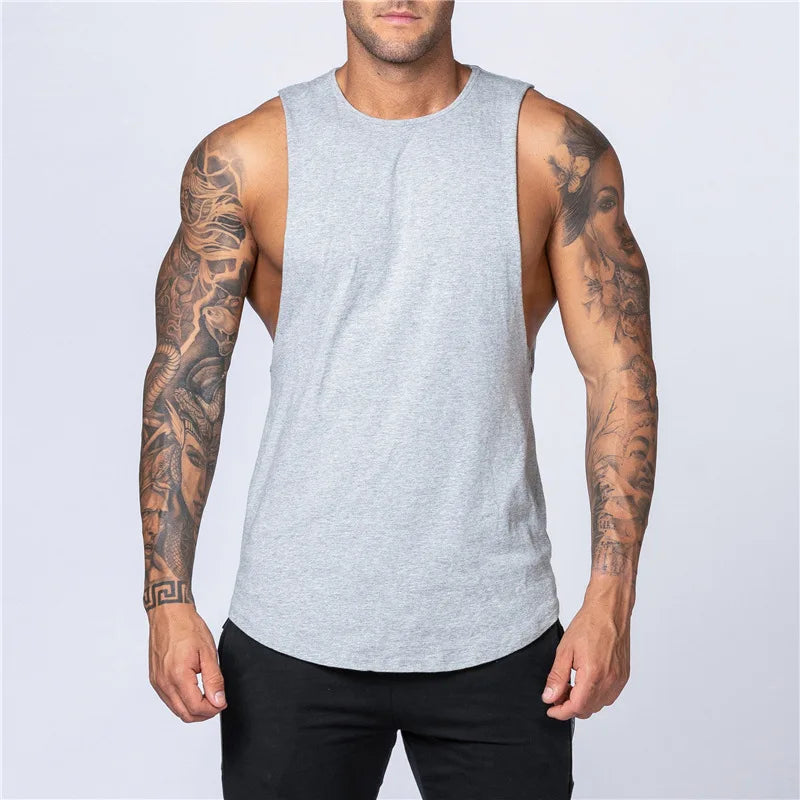 Men Cotton Sleeveless Shirt Casual Gym Tank Top Man Quick Dry Fitness Basketball Vest Bodybuilding Running t-Shirt Man Clothing