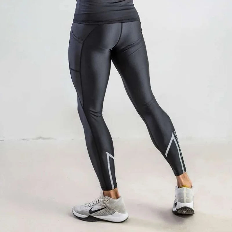 Glossy Men's Tight Fitness Running Pants Leggings Plus Size Training Joggers Sweat Trousers
