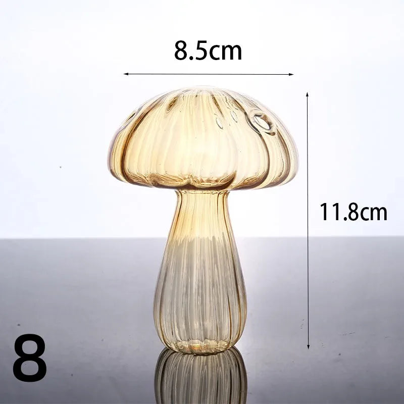 New Mushroom Glass Vase Creative Plant Hydroponic Vase Home Transparent Aromatherapy Bottle Small Vase Table Flower Decorations