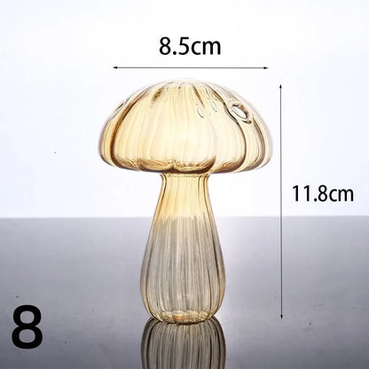 New Mushroom Glass Vase Creative Plant Hydroponic Vase Home Transparent Aromatherapy Bottle Small Vase Table Flower Decorations