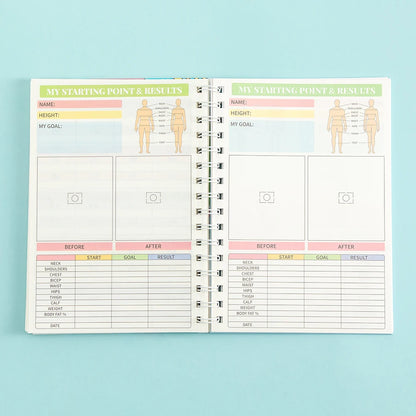 72Sheets A5 Spiral Weight Loss Planner With Stickers Undated Fitness Tracker For Daily Weekly Workout Diet Log Goal Setting