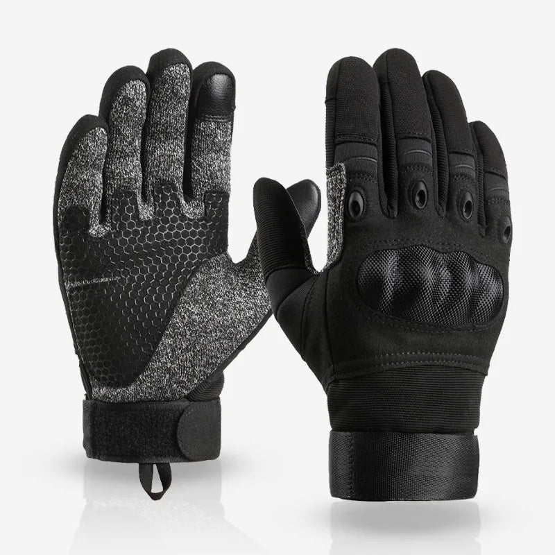 Full finger and half finger tactical gloves, touch screen anti cutting and anti stabbing, made of carbon fiber and leather mater