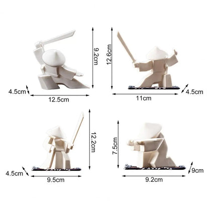 Incense Stick Burner Unique Delicate White Porcelain- Chinese Ceramic Samurai Censer Holder Home Decor Kung Fu Ceramic Sculpture