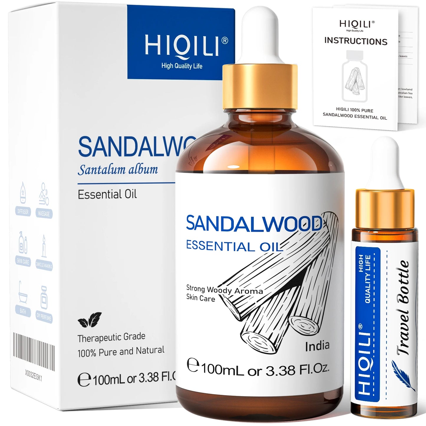 HIQILI Therapeutic Grade Essential Oil 100ml for Massage Relaxation Air Freshener Bergamot Peppermint Vanilla Chamomile Thyme