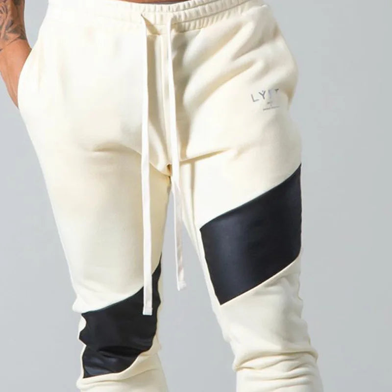 2026 New Fitness Casual Trousers Winter, Spring and Autumn, Splicing Drawstring Combed Cotton Made Sports Men's Trousers